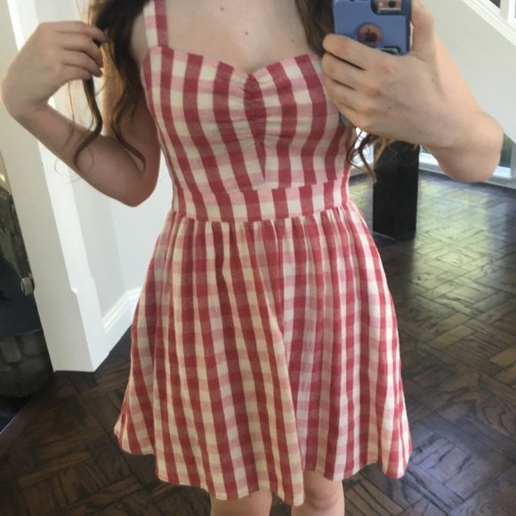pink plaid dress zara Zara Women's Zara Plaid V-Neck Midi Dress